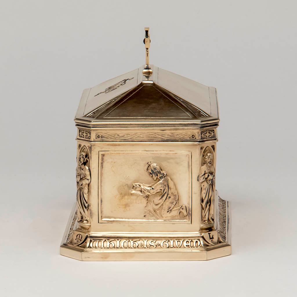 Garden panel George E. Germer: &quot;The Supper at Emmaus&quot; Silver Gilt Ciborium, Mason, NH, c. 1922