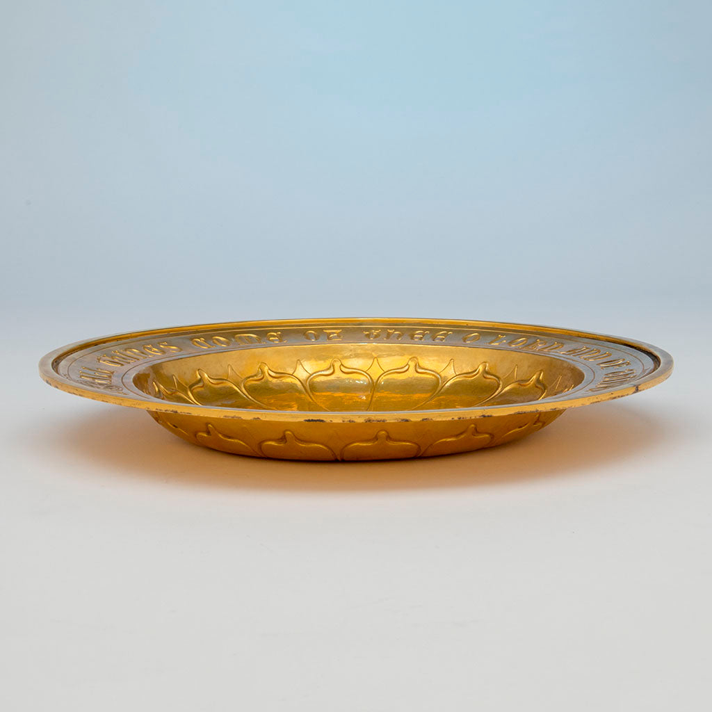 Side of George E. Germer Antique Brass Alms Basin, Mason, NH, c.1920&#39;s