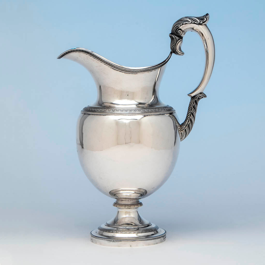 Single Brasier, Amable Pair of Antique Coin Silver Ewers, Philadelphia, c. 1823