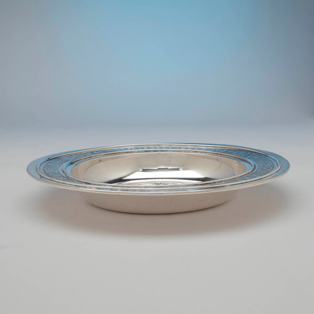 Flat view of Gorham Antique Sterling Silver Alms Dish, Providence, RI, c. 1905