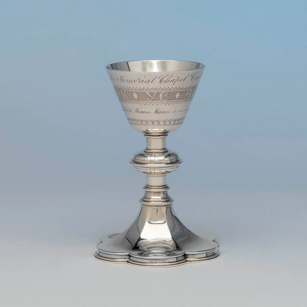 Goblet to Thomas Peard Rare Antique Sterling Silver Communion Set, London, 1871