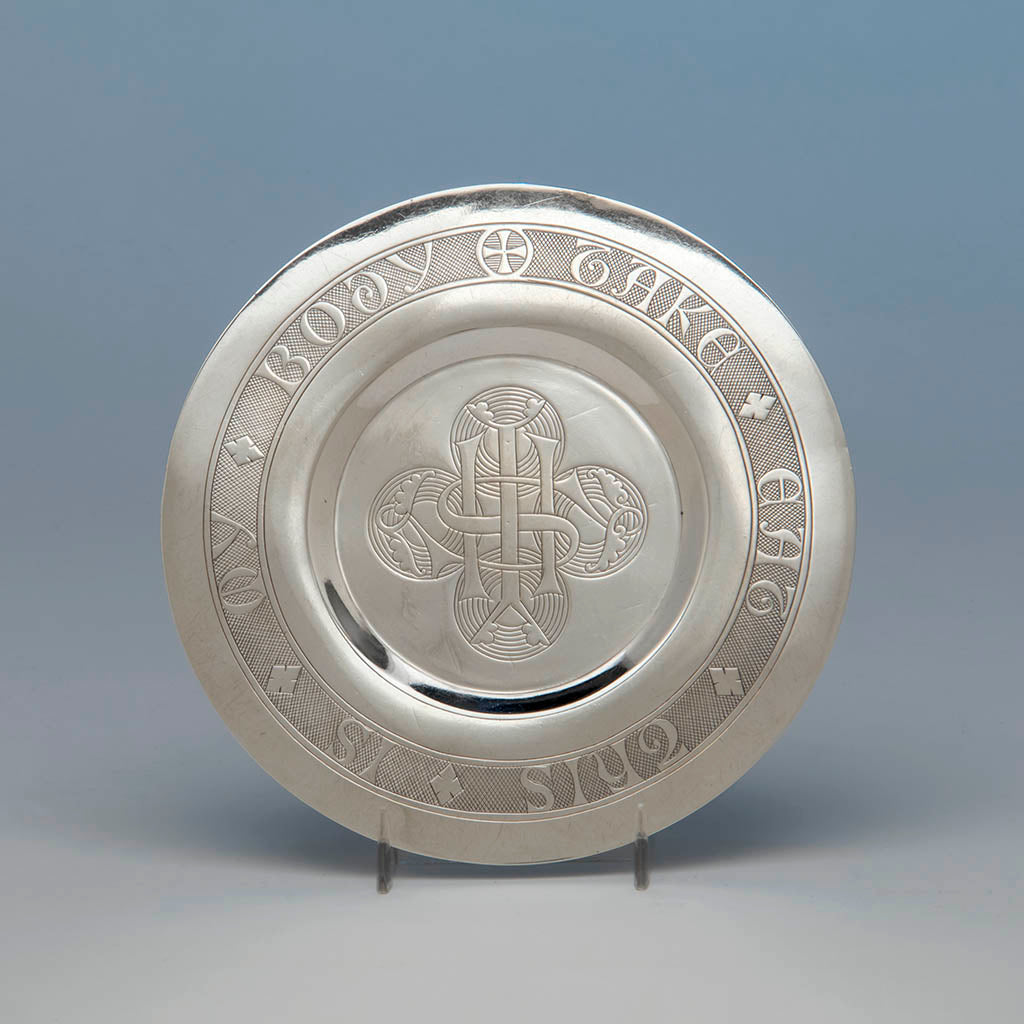 Paten to Thomas Peard Rare Antique Sterling Silver Communion Set, London, 1871