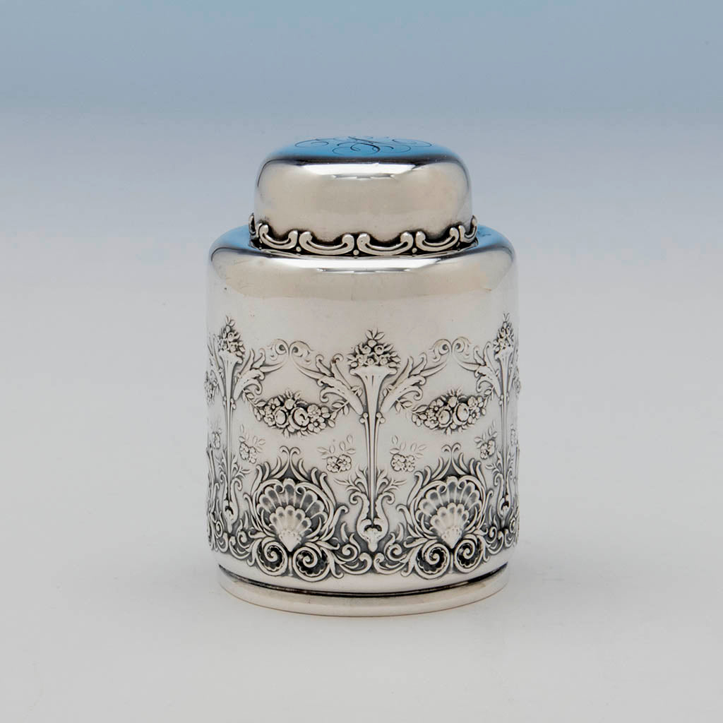 Detail of Whiting Antique Sterling Silver &#39;New Empire&#39; Tea Caddy, NYC, c. 1890&#39;s