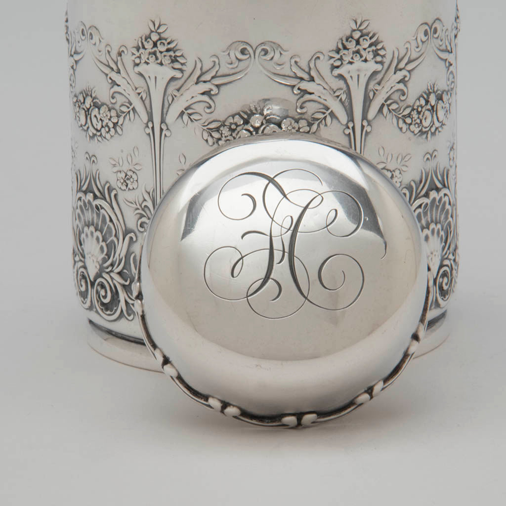 Monogram on Whiting Antique Sterling Silver &#39;New Empire&#39; Tea Caddy, NYC, c. 1890&#39;s