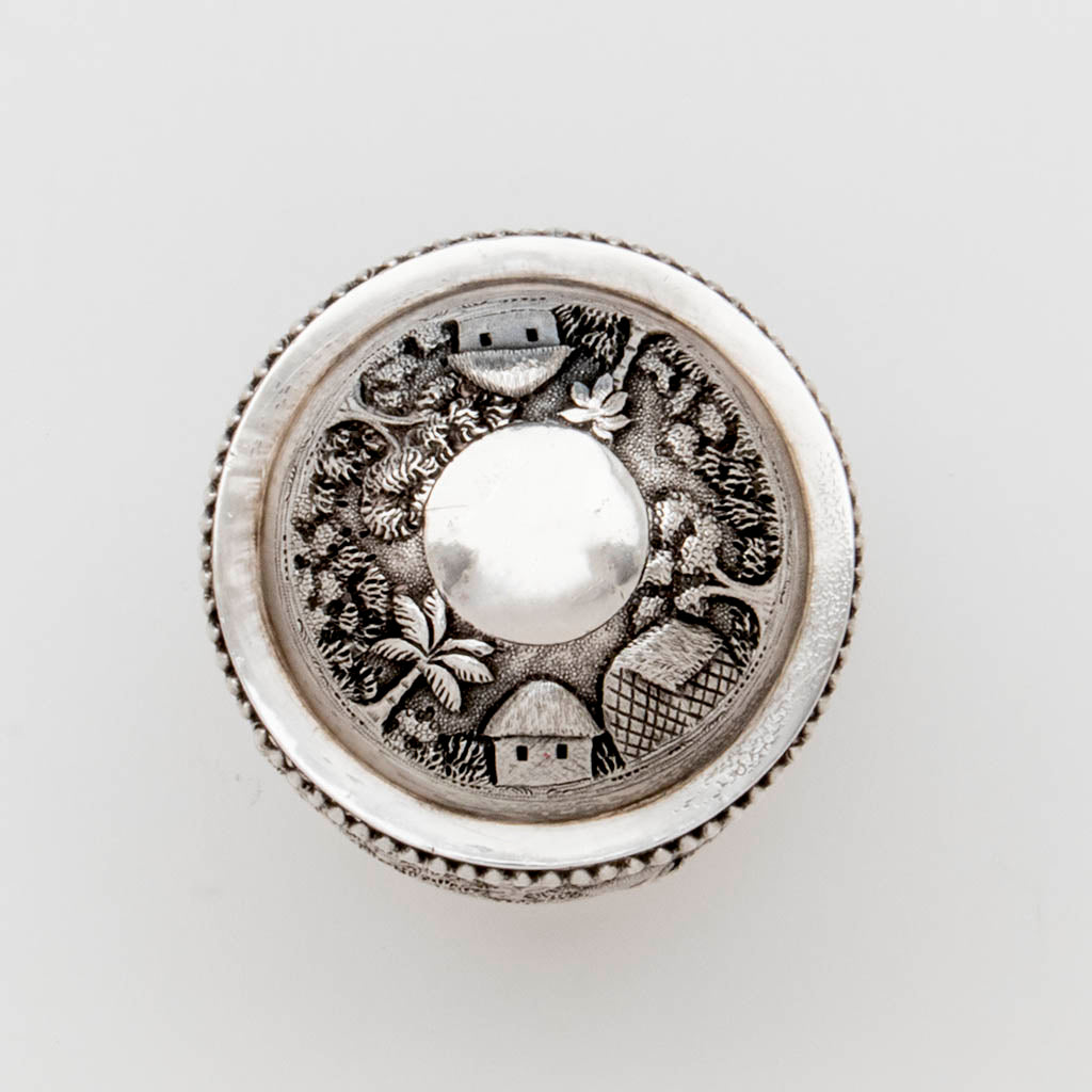 Cover to Indian Antique Silver Repousse Container, Calcutta, c. 1900