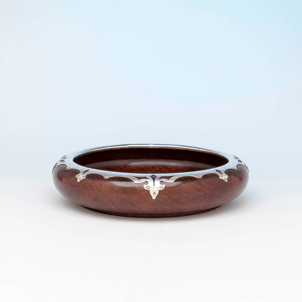 Gorham Antique Sterling Silver and Redwood Large Bowl, Providence, RI, 1915