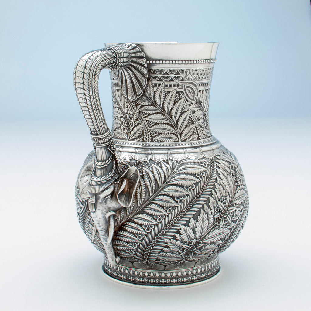Tiffany and Co Antique Sterling Silver Persian Design &#39;Elephant&#39; Pitcher, NYC, NY, c. 1880