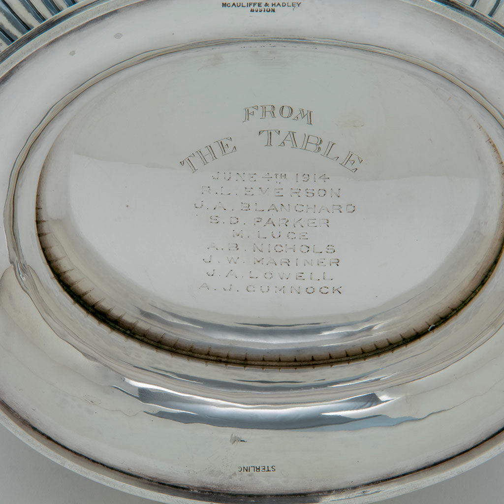Underside of McAuliffe &amp; Hadley Sterling Silver Monteith, Boston, MA, 1914