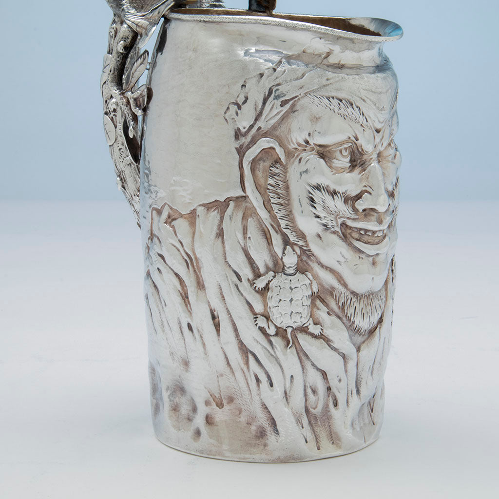 Turtle on Gorham Antique Sterling Figural Pitcher, Providence, RI, 1885