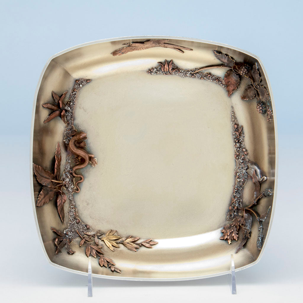 Interior of Gorham Antique Sterling and Mixed Metals Berry Bowl, Providence, RI, 1880