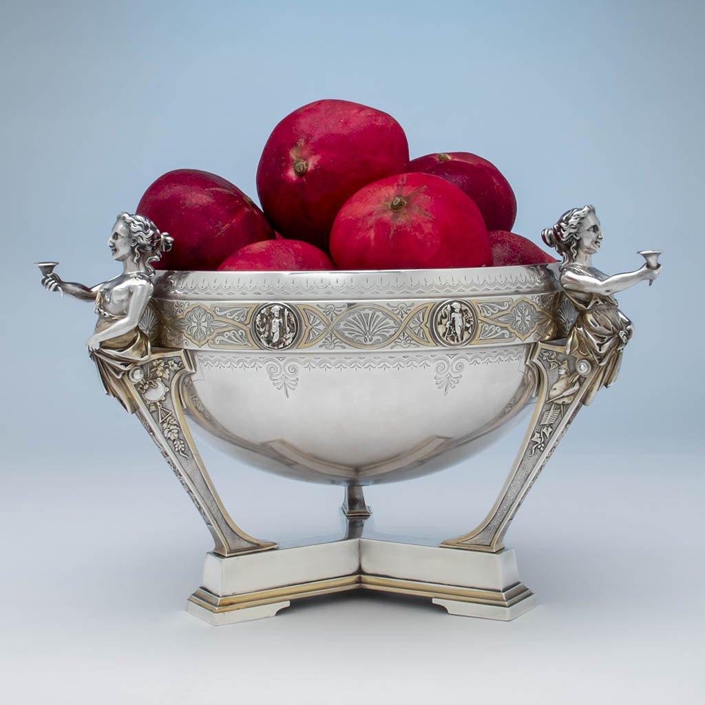 Gorham Antique Coin Silver Figural Punch Bowl, Providence, RI, 1866-67