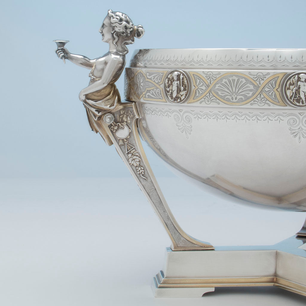 Profile of Gorham Antique Coin Silver Figural Punch Bowl, Providence, 1866-67