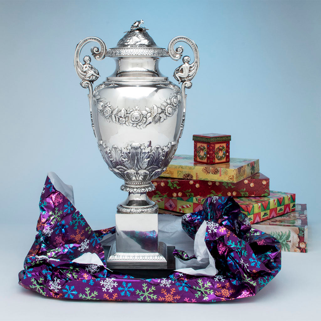 William Adams Monumental Antique Coin Silver Urn, NYC, NY, c. 1840