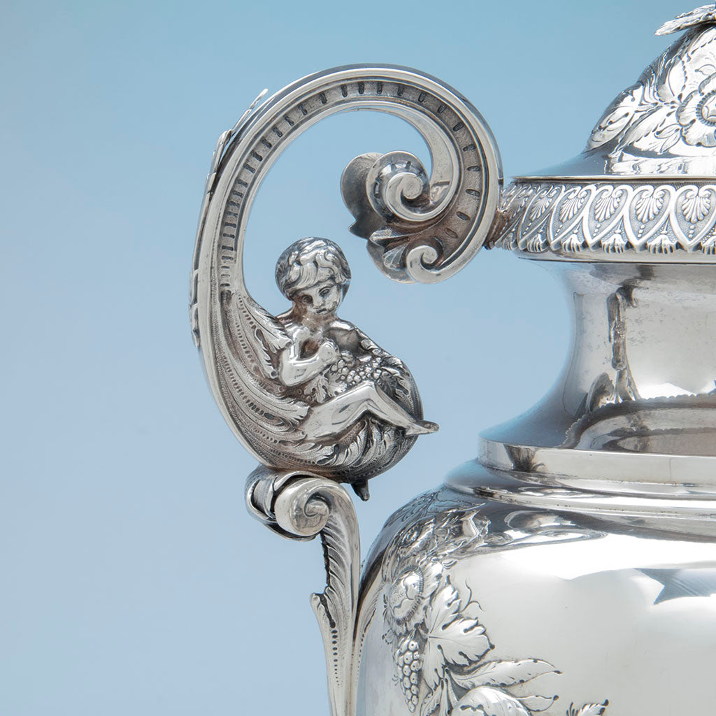 Figure on William Adams Monumental Antique Coin Silver Urn, NYC, NY, c. 1840