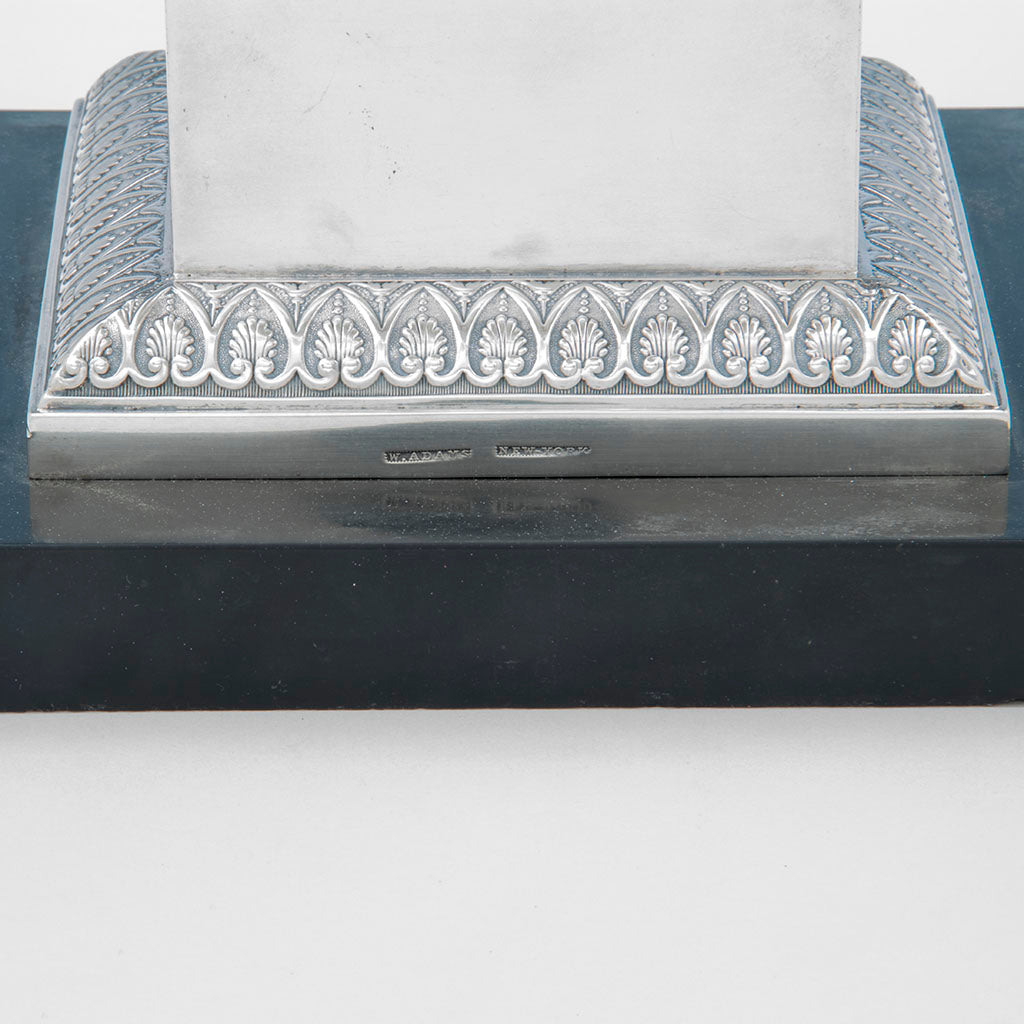 Base to William Adams Monumental Antique Coin Silver Urn, NYC, NY, c. 1840