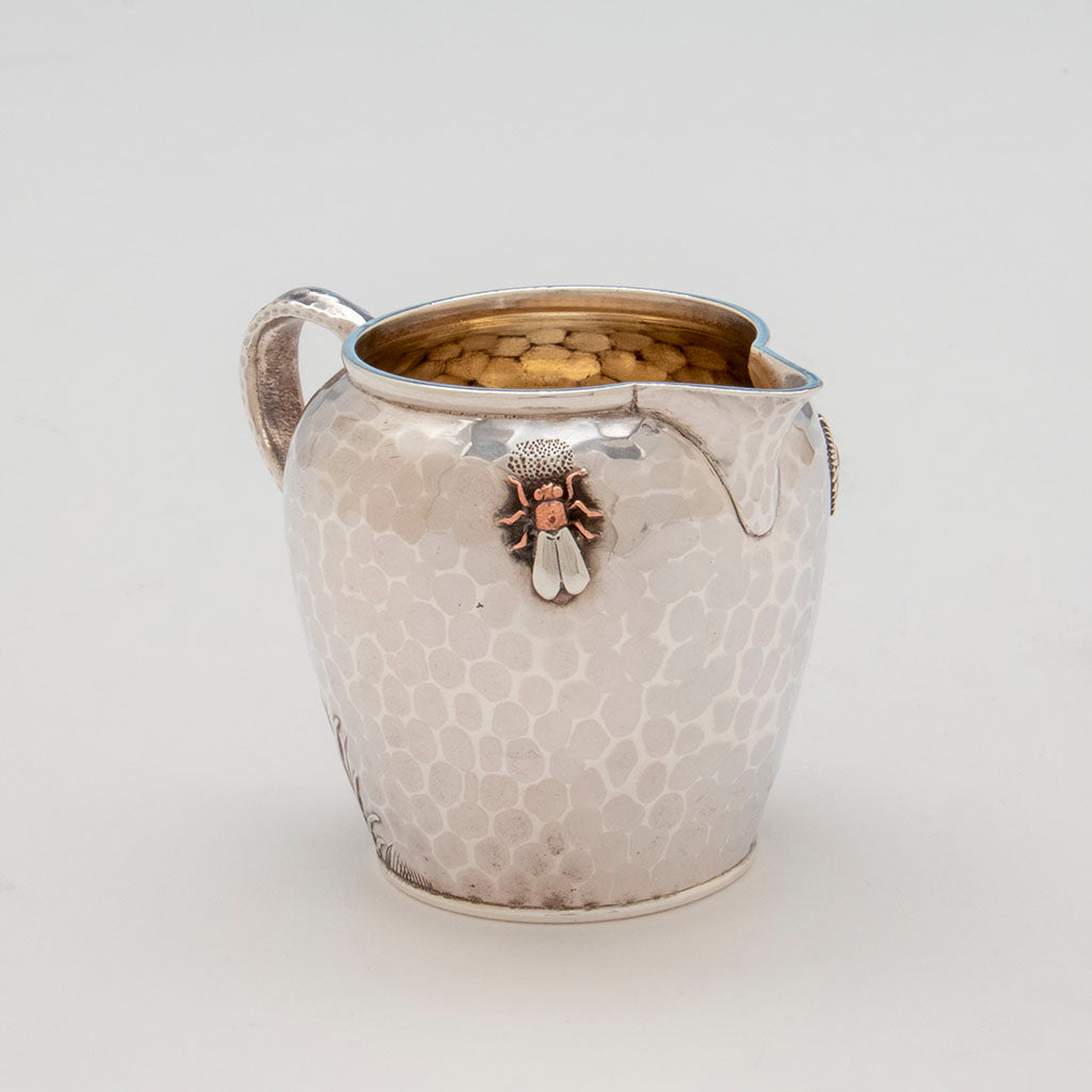Fly on creamet to Whiting Aesthetic Movement Sterling Silver and Mixed-Metal Tête-à-tête Tea Service, c. 1880