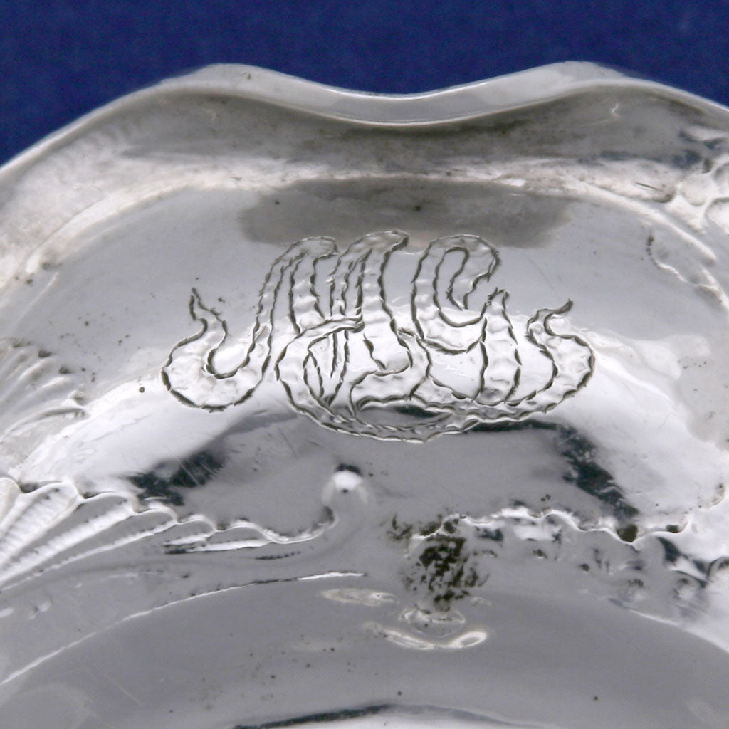 Monogram on undertray of Gorham Martelé Silver Sauce Boat and Tray with Ladle, Providence, RI, 1905