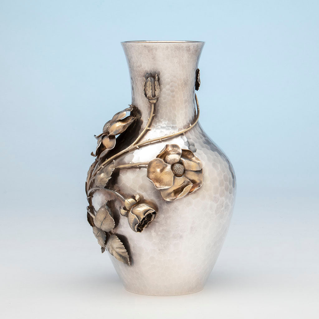 Side of Shreve &amp; Co Antique Sterling Silver Auethetic Vase, San Francisco, CA, c. 1880
