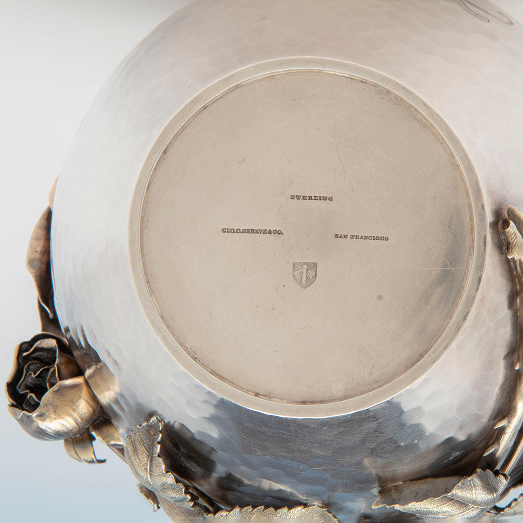 Marks on Shreve &amp; Co Antique Sterling Silver Auethetic Vase, San Francisco, CA, c. 1880