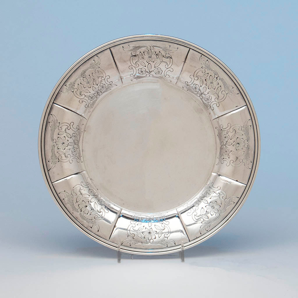 Underplate of the Jones, Ball &amp; Co Antique Coin Silver Covered Dish with Underplate, Boston, 1853-55