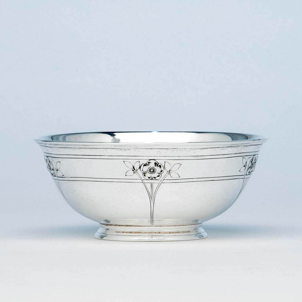 Arthur Stone Arts &amp; Crafts Sterling Silver Decorated Small Bowl, Gardner, MA, c. 1920