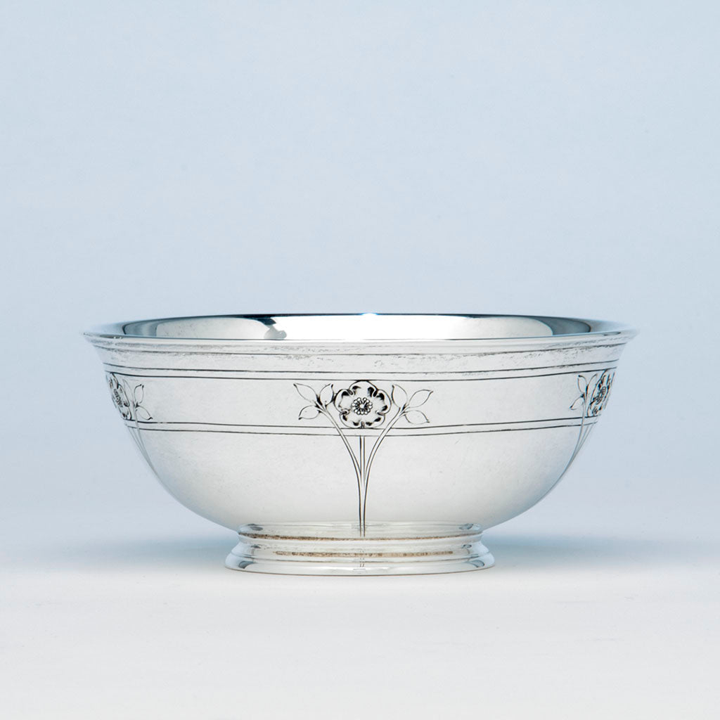 Arthur Stone Arts & Crafts Sterling Silver Decorated Small Bowl, Gardner, MA, c. 1920
