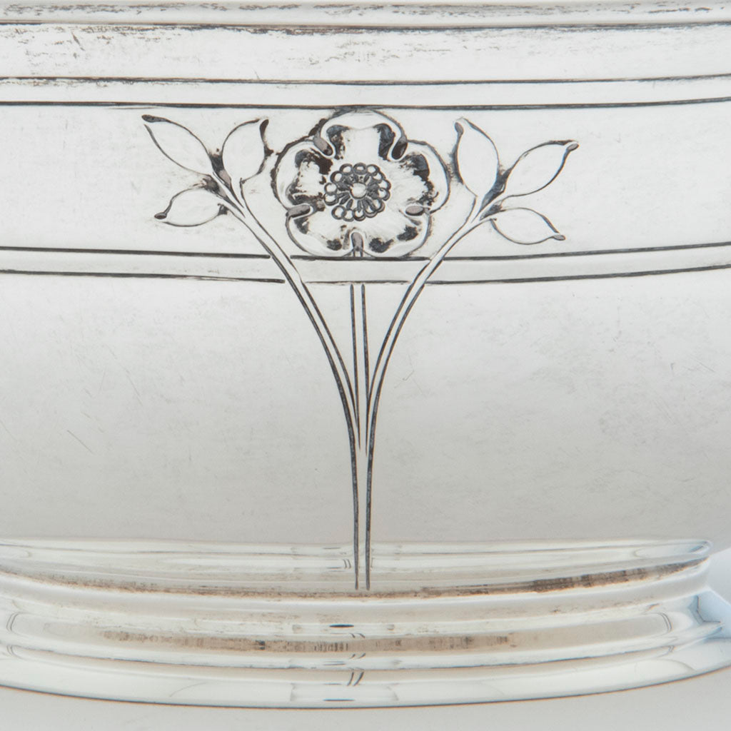 Detail of Arthur Stone Arts &amp; Crafts Sterling Silver Decorated Small Bowl, Gardner, MA, c. 1920