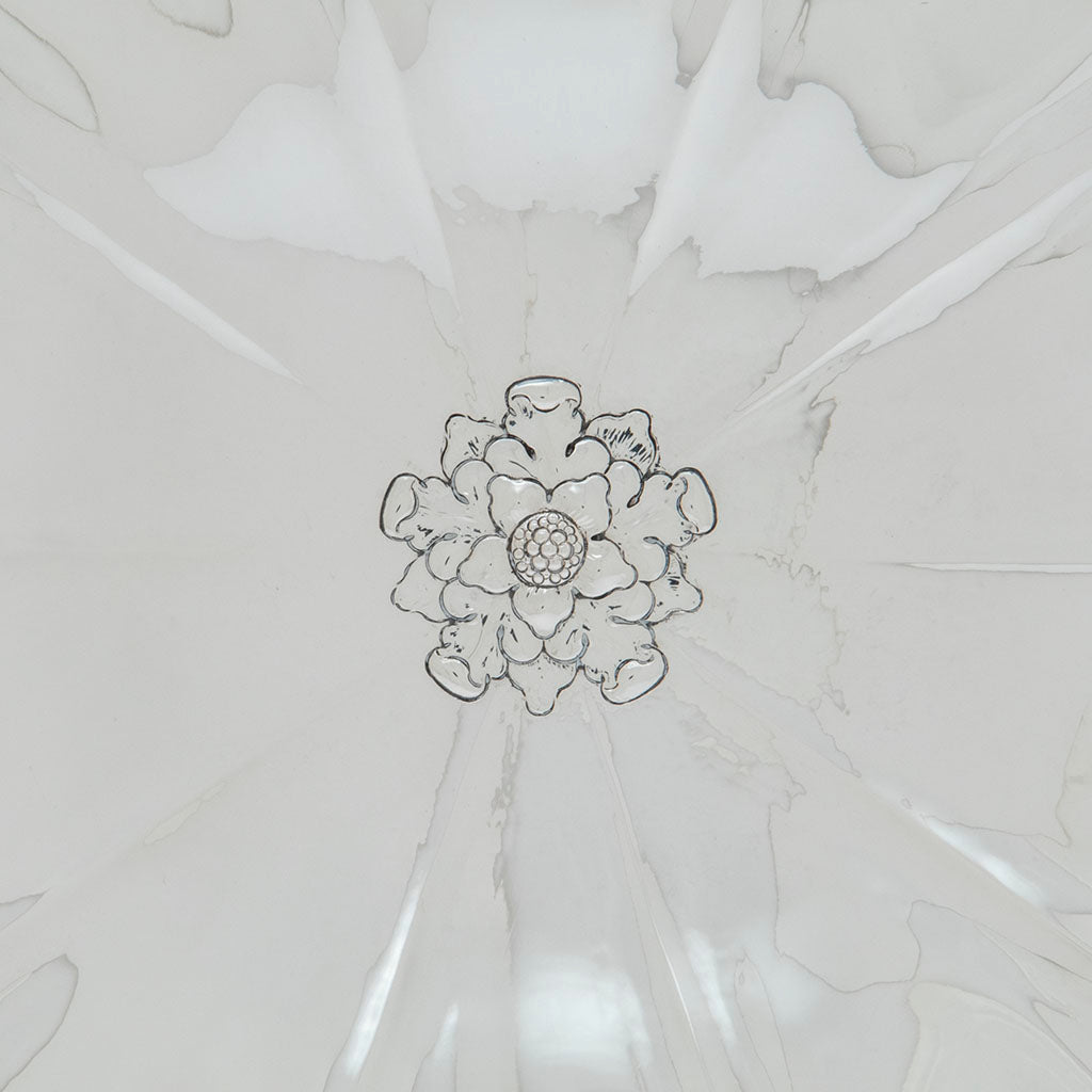 Floral detail of Arthur Stone Arts and Crafts Sterling Silver Decorated &#39;Woolsey&#39; Large Centerpiece Bowl, Gardner, MA c. 1921-27