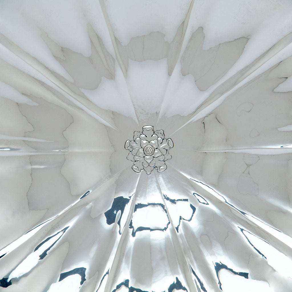 Interior of Arthur Stone Arts and Crafts Sterling Silver Decorated &#39;Woolsey&#39; Large Centerpiece Bowl, Gardner, MA c. 1921-27