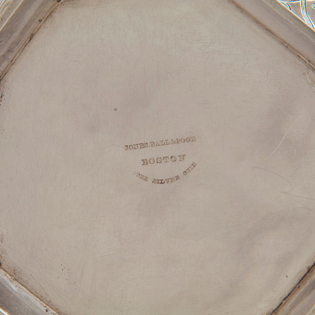 Marks on Jones, Ball &amp; Poor Coin Silver Presentation Pitcher and Goblets, c. 1850, probably made by Woodward &amp; Grosjean