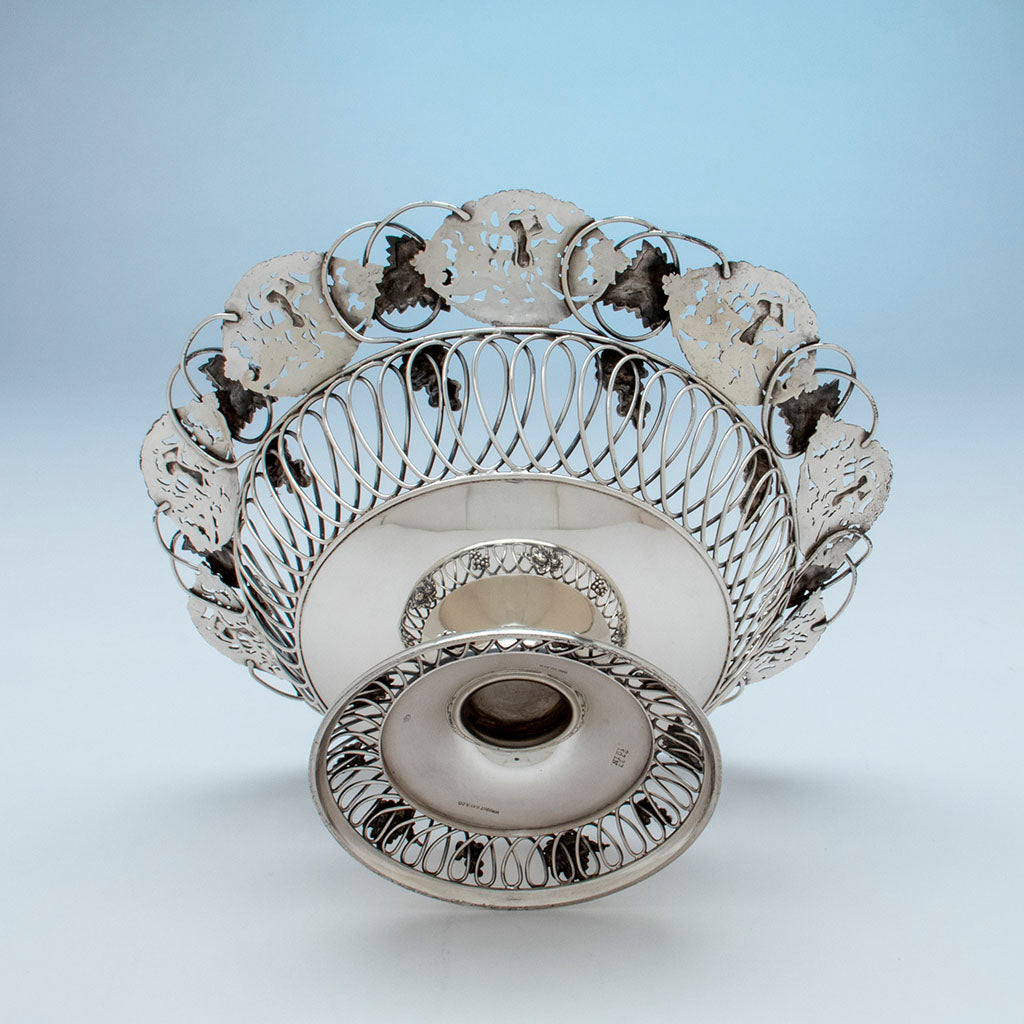 Underside of Ferdinand Fuchs and Brothers Antique Sterling Silver Cupid Centerpiece Bowl, NYC, NY c. 1900