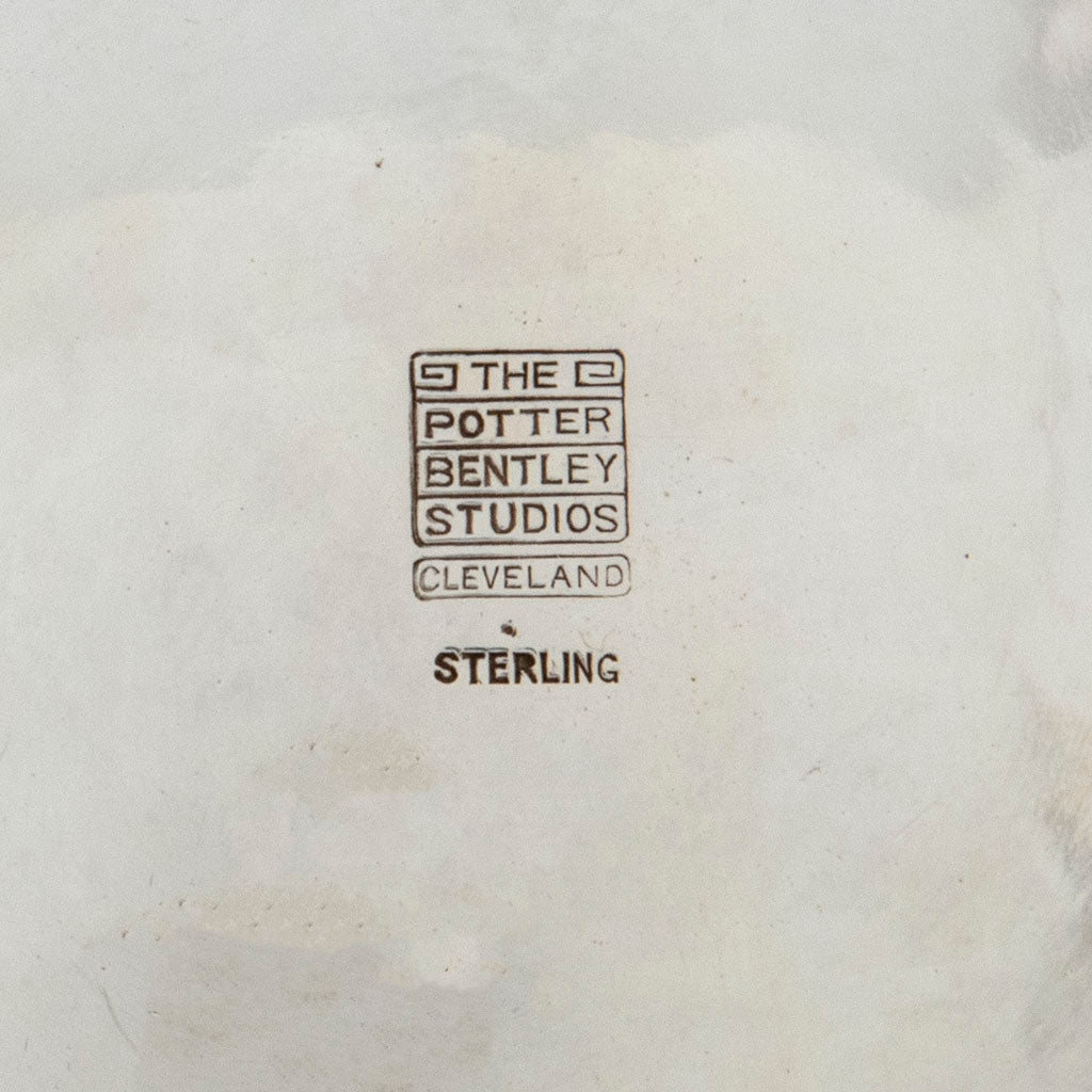 Marks on The Potter Bentley Studios Sterling and Enamel Centerpiece Bowl, Cleveland, OH, c. 1928-33