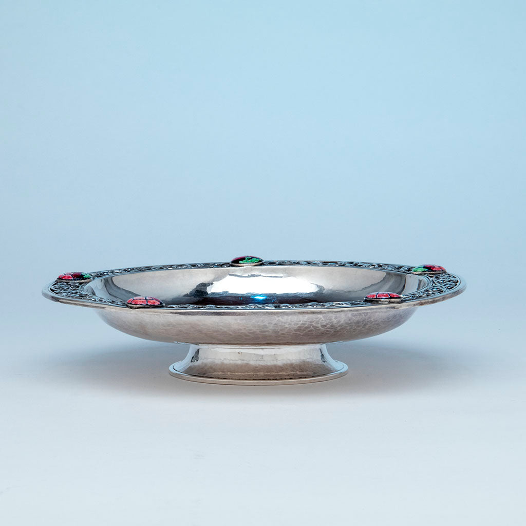 Base to The Potter Bentley Studios Sterling and Enamel Centerpiece Bowl, Cleveland, OH, c. 1928-33