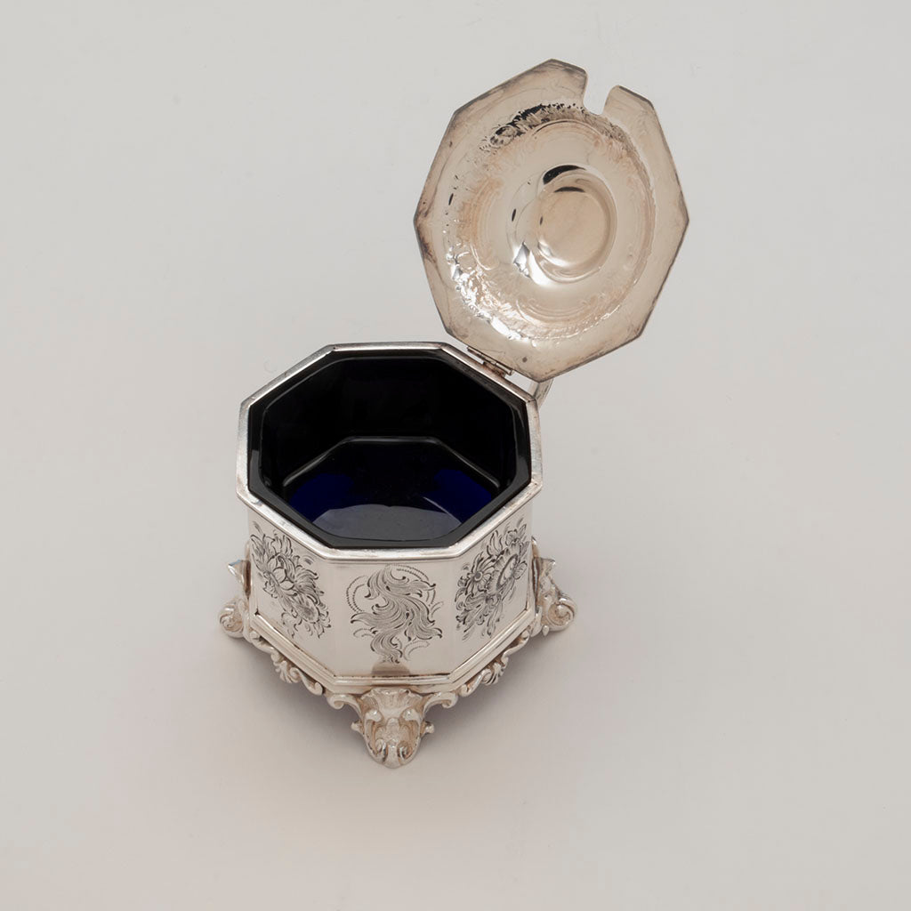 Interior of William Forbes Antique Coin Silver Mustard Pot, NYC, NY, c.1840&#39;s