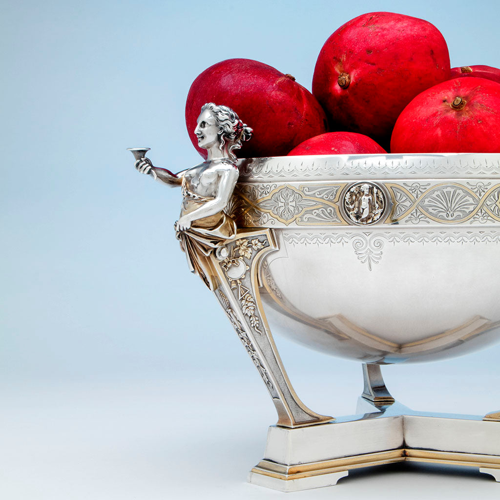 Gorham Antique Coin Silver Figural Punch Bowl, Providence, RI, 1866-67