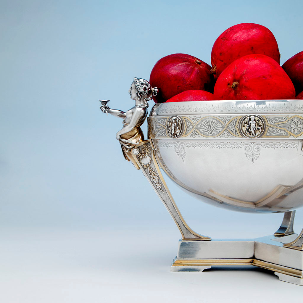 Gorham Antique Coin Silver Figural Punch Bowl, Providence, RI, 1866-67