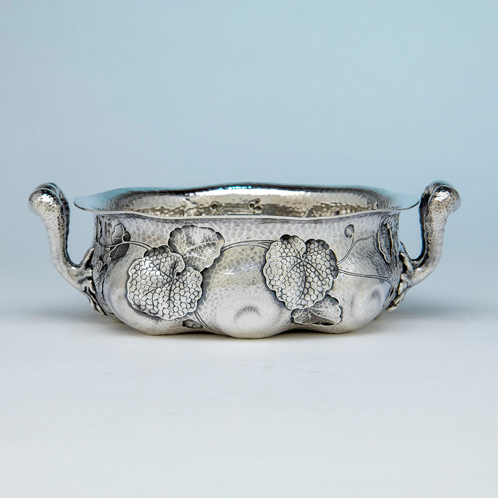 Dominick & Haff Antique Sterling Silver Intaglio Chased Aesthetic Movement Bowl, New York City, 1883