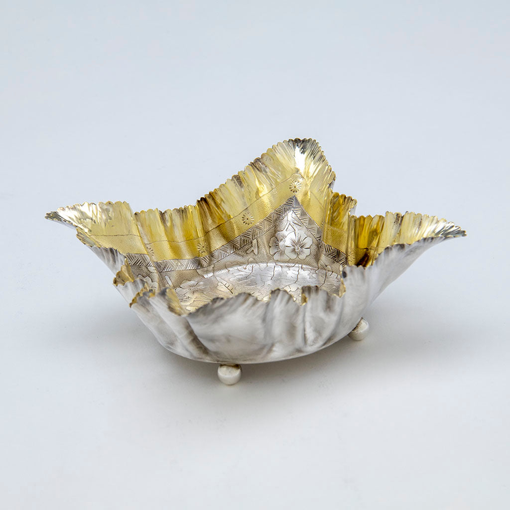 Border of Wood and Hughes Antique Sterling Silver Trompe l&#39;Oeil Dish, NYC, NY, c. 1880&#39;s