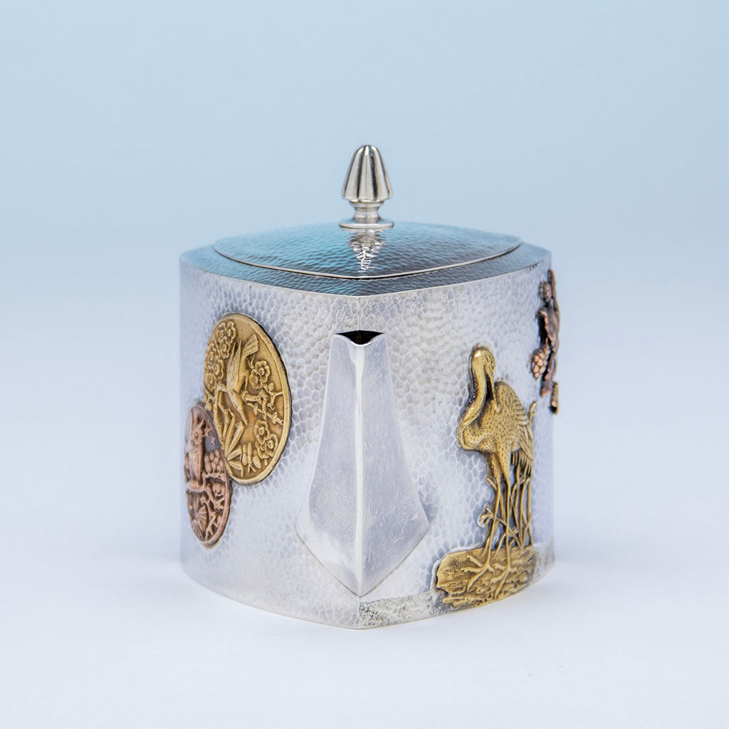 Pot spout of Gorham Antique Sterling &amp; Other Metals Tête-à-Tête Tea Set, Providence, RI, 1880