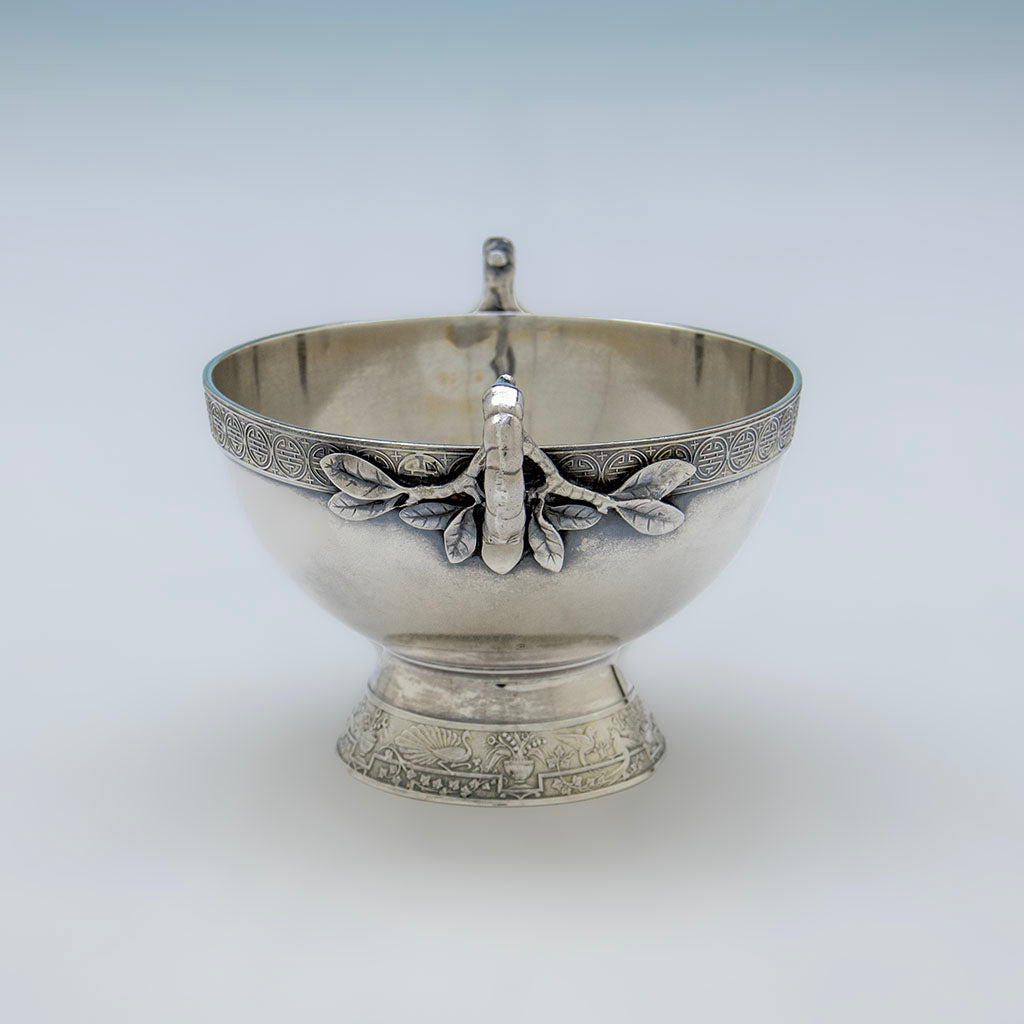 Sugar to Gorham Antique Sterling Silver Japonesque Dessert Creamer and Sugar, Providence, RI, 1873