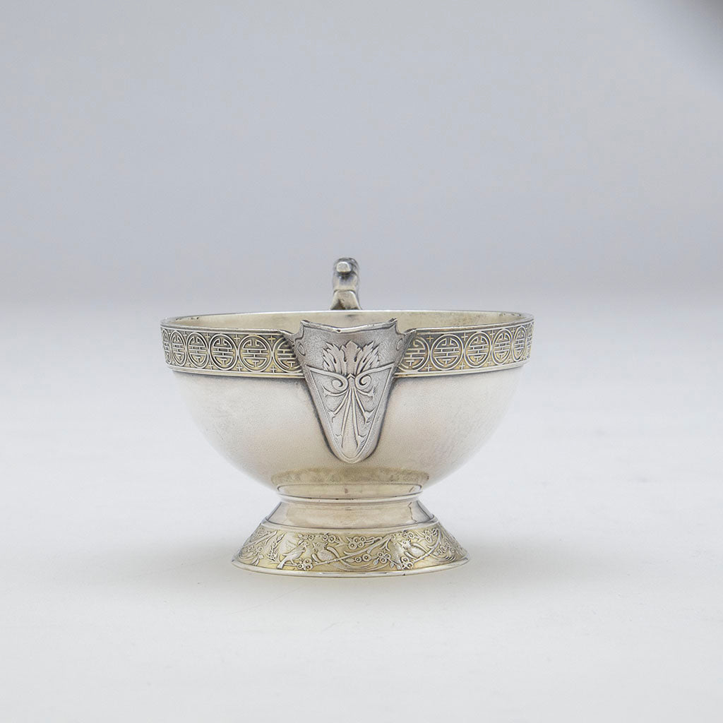 Creamer spout on Gorham Antique Sterling Silver Japonesque Dessert Creamer and Sugar, Providence, RI, 1873