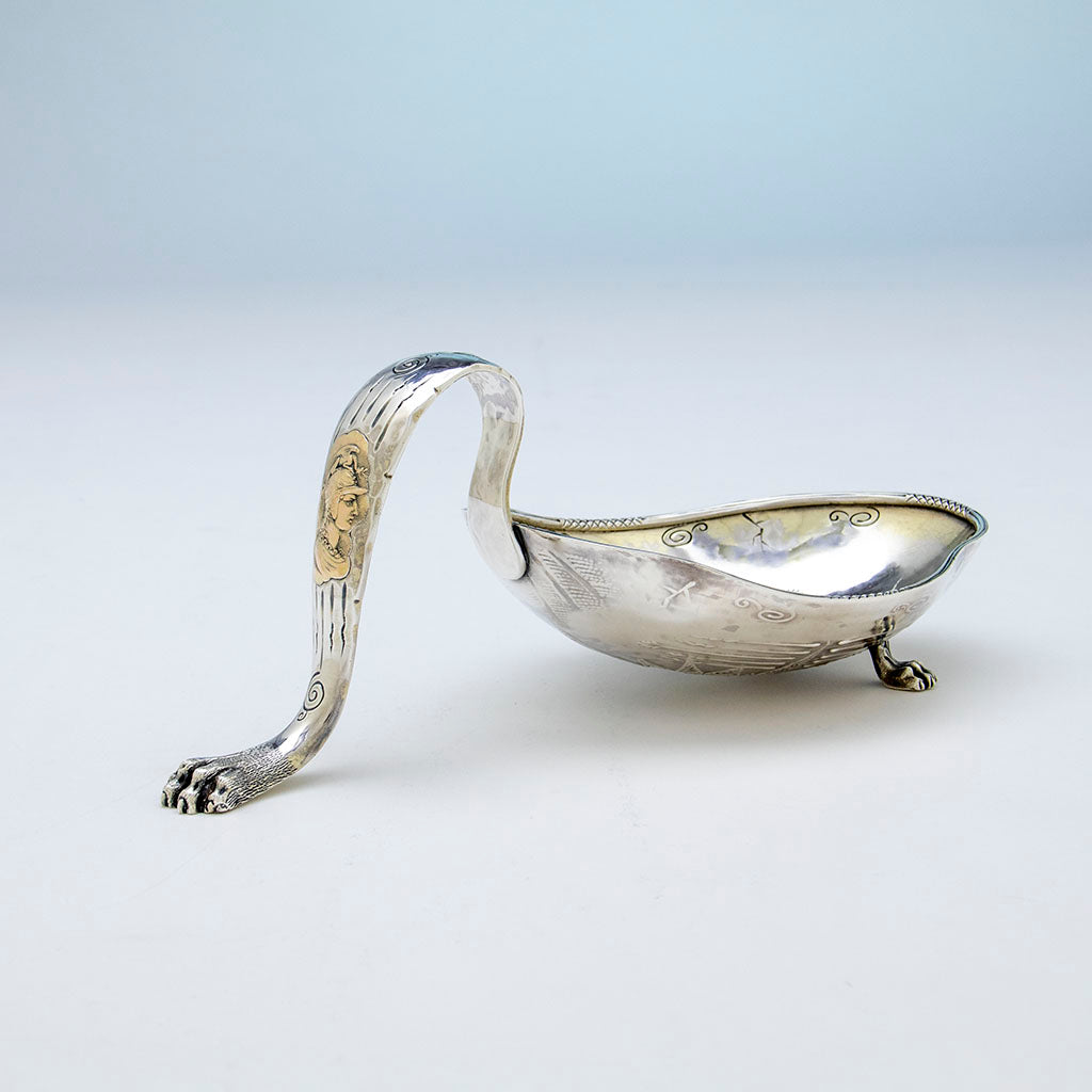 Shiebler Antique Sterling and 14k Gold Medallion Bonbon Dish