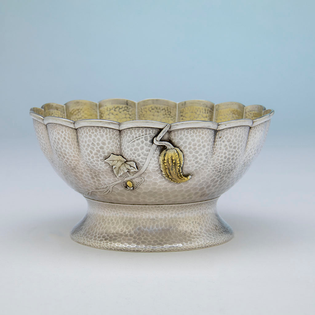 Tiffany &amp; Co. Rare and Fine Sterling and Parcel Gilt Aesthetic Movement Fruit or Salad Bowl in the Japanese Taste, c. 1880