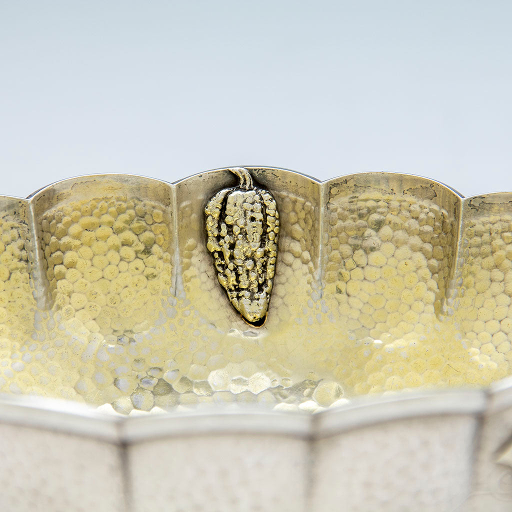 Interior gourd on Tiffany &amp; Co. Rare and Fine Sterling and Parcel Gilt Aesthetic Movement Fruit or Salad Bowl in the Japanese Taste, c. 1880