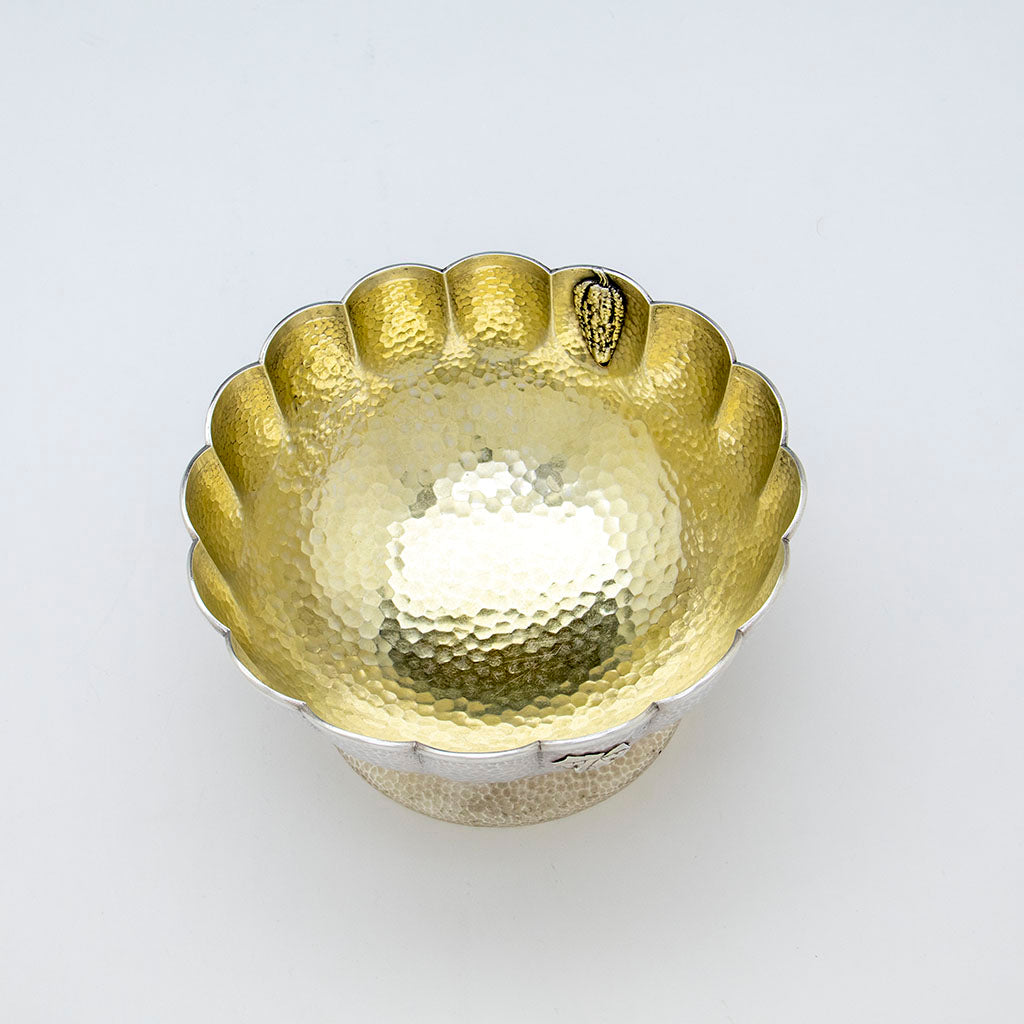 Bowl interior of Tiffany &amp; Co. Rare and Fine Sterling and Parcel Gilt Aesthetic Movement Fruit or Salad Bowl in the Japanese Taste, c. 1880