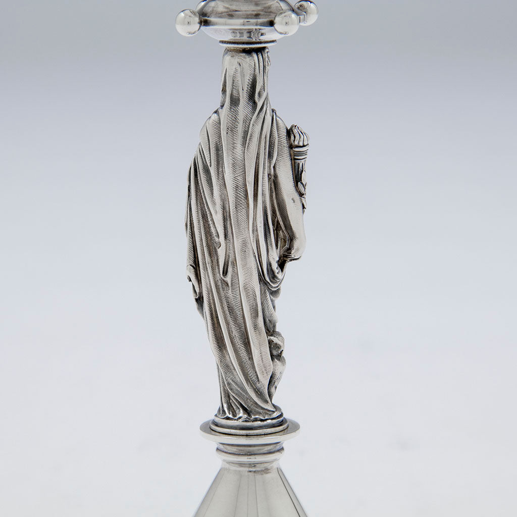 Back of figure of Gorham Antique Sterling Silver Figural Goblet, Providence, RI, 1872