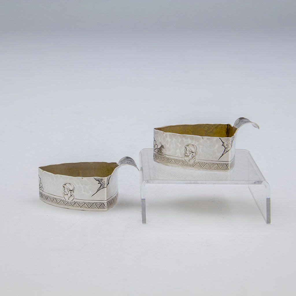 Pr. George Shiebler 'Homeric' Medallion Sterling Silver Salts, NYC, NY, c. 1880s