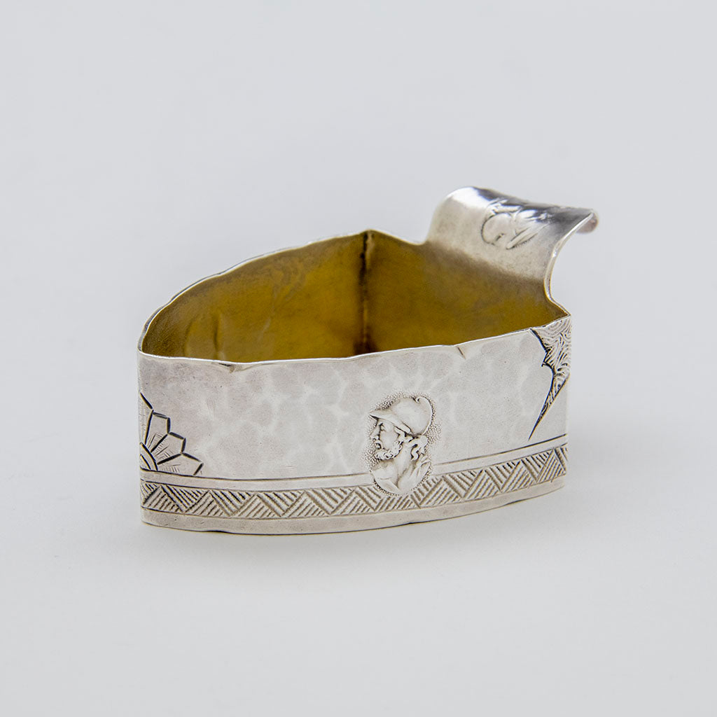 Detail of Pr. George Shiebler &#39;Homeric&#39; Medallion Sterling Silver Salts, NYC, NY, c. 1880s