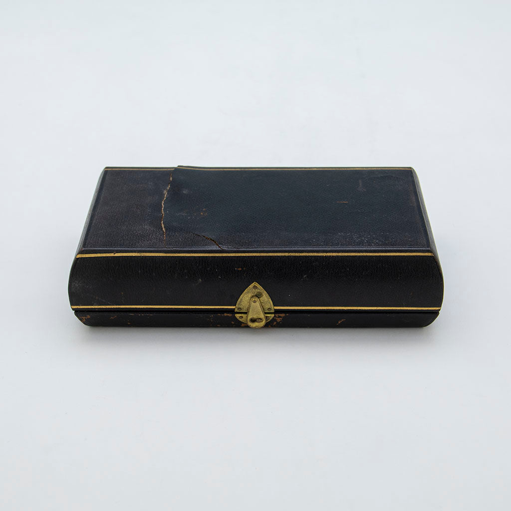 Box to Pr Dominick &amp; Haff Antique Sterling and Mixed Metals Salt Set, NYC. NY, 1880