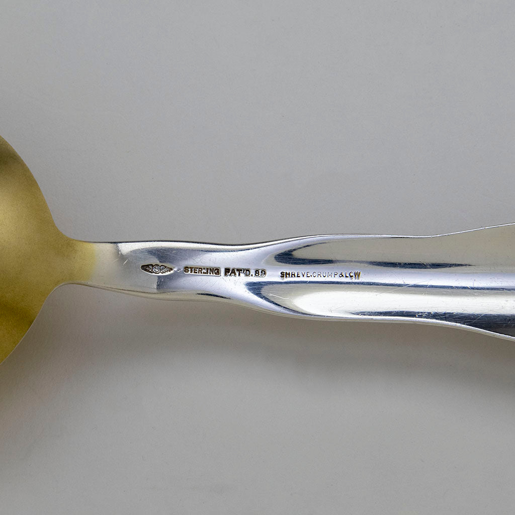 Marks on Shiebler &#39;Narcissus&#39; Pattern Antique Sterling Silver Berry Spoon, NYC, c. 1890
